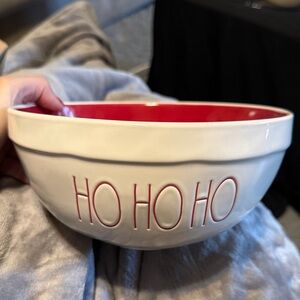 Rae Dunn Red and White 'Ho Ho Ho' Holiday Bowl